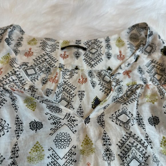 Massimo Dutti Tunic Top Popover V-Neck Boho Geometric Silk Blend Sheer Sz 4 5189 - Picture 6 of 13